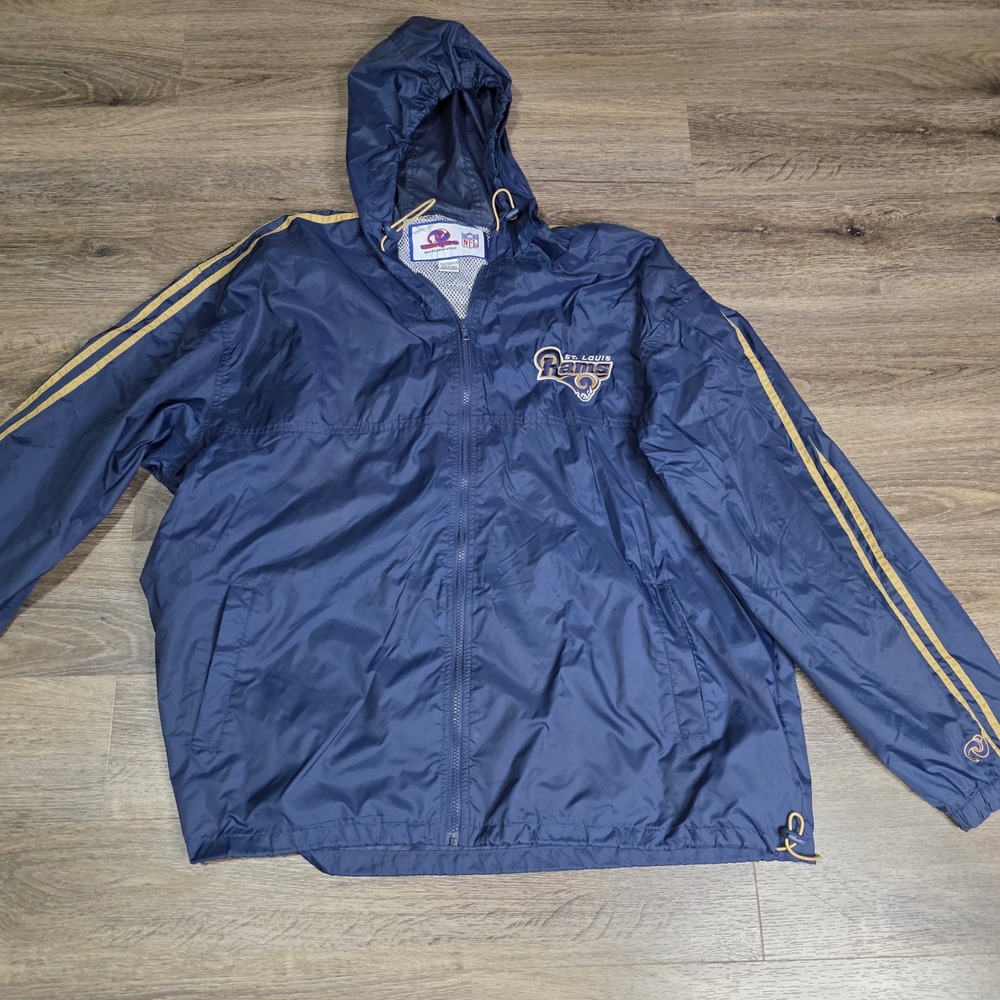 Unique Sports Generation Mens XXL Windbreaker Blue St Louis Rams Vintage NFL Zip